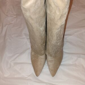 🆕 Chic Beige Fold Over Suede Women's Heels